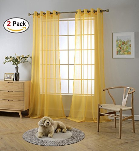 Product Cover Miuco 2 Panels Grommet Textured Solid Sheer Curtains 84 Inches Long for Living Room (2 x 54