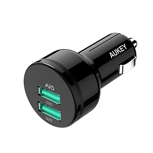 Product Cover AUKEY USB Car Charger, Dual Port 24W/4.8A Output for iPhone Xs/Max/XR/X/8, iPad Pro/Air 2/Mini, Samsung Galaxy Note9/Note8/S9/S9+ and More