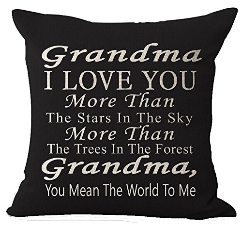 Product Cover Best Gift Grandma I Love You More Than The Stars In The Sky You Mean The World To Me Blessing Cotton Linen Throw Pillow Case Cushion Cover Home Office Decorative Square 18 Inches Without Pillow Insert