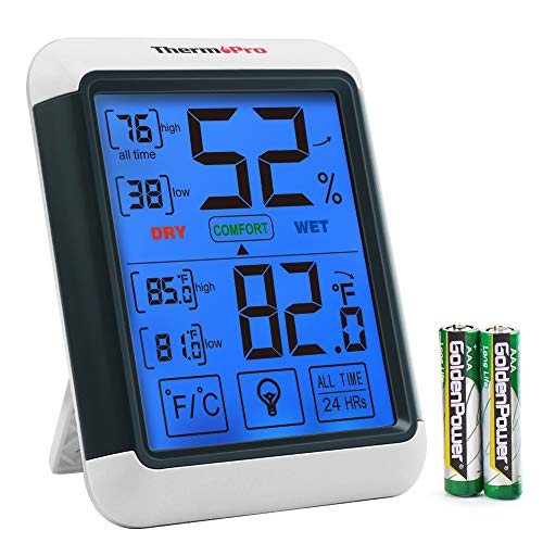Product Cover ThermoPro TP55 Digital Hygrometer Indoor Thermometer Humidity Gauge with Jumbo Touchscreen and Backlight Temperature Humidity Monitor