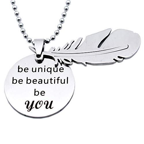 Product Cover N.egret Jewelry Necklace Special with Feathers Pendant Inspirational Quote Gift Teen Daughter Mom Friends Gift Girl