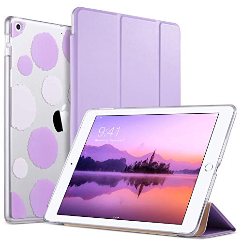 Product Cover ULAK iPad 2017/2018 iPad 9.7 inch Case, Slim Lightweight Smart Case Trifold Stand with Auto Sleep/Wake Function,Hard Back Clear Polka Dot Cover for Apple iPad 9.7-inch 5th 6th Gen, Lavender