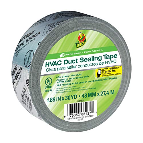 Product Cover Duck Brand HVAC Duct Sealing Tape, Silver, 1.88 Inches x 30 Yards, 1 Roll (1404523)