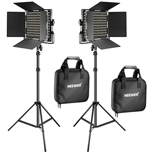 Product Cover Neewer 2 Pieces Bi-color 660 LED Video Light and Stand Kit Includes:(2)3200-5600K CRI 96+ Dimmable Light with U Bracket and Barndoor and (2)75 inches Light Stand for Studio Photography, Video Shooting