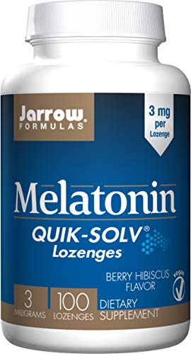 Product Cover Jarrow Formulas Melatonin Quik-solv Lozenges, Supports Sleep and Biorhythm Regulation, Berry Hibiscus Flavor, 3 mg per Lozenge, 100 Count