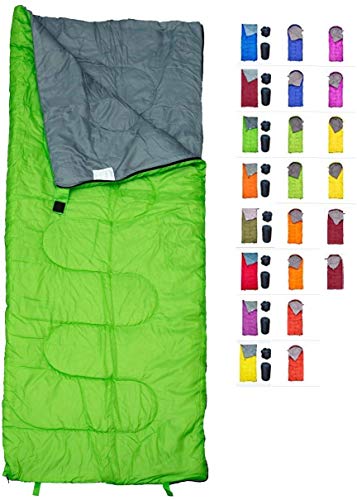 Product Cover REVALCAMP Lightweight Green Sleeping Bag Indoor & Outdoor use. Great for Kids, Teens & Adults. Ultra Light and Compact Bags are Perfect for Hiking, Backpacking, Camping & Travel.