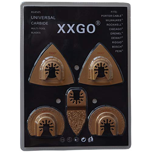 Product Cover XXGO Universal Semicircle Triangular Finger Carbide Oscillating Multi Tool Blades for Grit Grout Removal Fits Oscillating Tools Pack of 5 No.XG8505