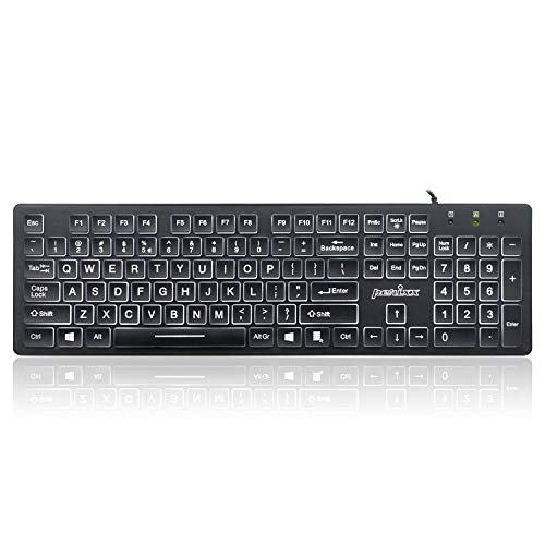 Product Cover Perixx Periboard-317 Wired Backlit USB Keyboard, Big Print Letter with White Illuminated LED