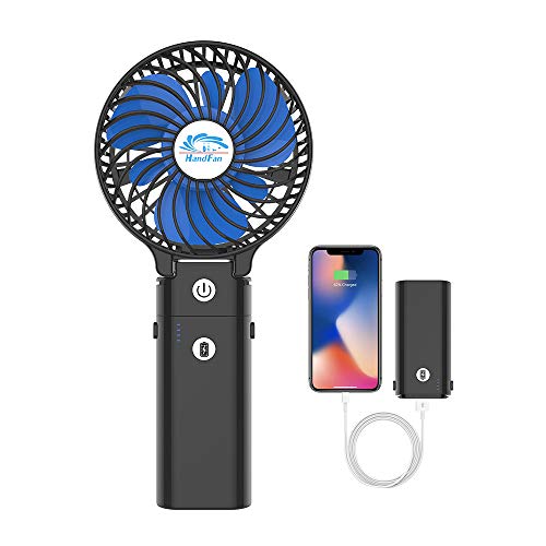 Product Cover HandFan Powerful Personal Fan Battery Operated with 5200mAh Power Bank Portable Fan Rechargeable Cooling Handheld Fan 3 Speeds/5-20H Working/Strong Airflow for Home/Office/Outdoors/Camping/Travel