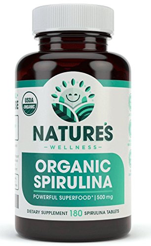 Product Cover USDA Organic Spirulina Tablets - Non-GMO Green Superfood Supplement: 3000mg of Fresh Blue Green Algae, Vegan, Gluten Free, Sustainably Grown, Pesticides Free and Non-Irradiated, 500mg per Tablet, 180'