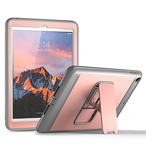 Product Cover YOUMAKER Case for New iPad 9.7 2018/2017, Heavy Duty Kickstand with Built-in Screen Protector Full-Body Shockproof Protective Case Cover for Apple iPad 9.7 inch 2017/2018 5th/6th Gen (Rose Gold/Gray)