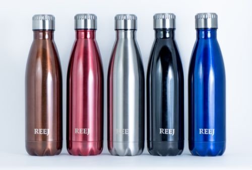 Product Cover Reej Stainless Steel, 17 OZ / 500 ML Double Wall, Vacuum Insulated, Cola Shaped Thermos Bottle (Bronze)
