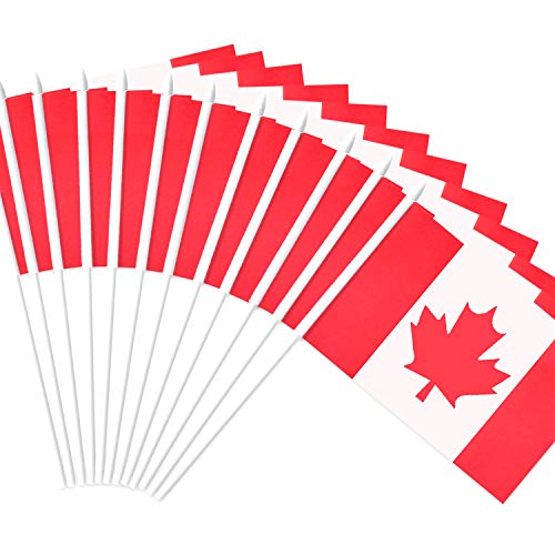 Product Cover Anley Canada Stick Flag, Canadian 5x8 inch Handheld Mini Flag with 12