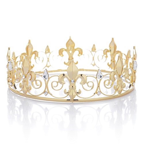 Product Cover SWEETV Royal Full King Crown - Metal Crowns and Tiaras for Men Prom King Party Hats Costume Accessories, Gold
