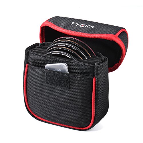 Product Cover Tycka Field Filters Case for Round Filters Up to 86mm, Belt Style Design Filter Pouch, Removable Inner Lining and Water-Resistant and Dustproof Design, Black