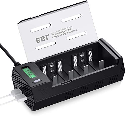 Product Cover EBL C D Battery Charger Discharger with LCD Display & 2 USB Port for Phone - Ultra Fit AA AAA C D 9V NiMH Rechargeable Batteries