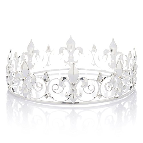 Product Cover SWEETV Royal Full Round King Crown Crystal Tiara for Men Party Hats Costume Accessories