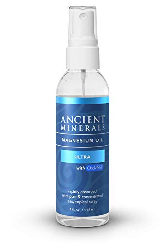 Product Cover Ancient Minerals Magnesium Oil Spray Ultra with MSM - a Pure Zechstein Topical Magnesium Chloride Supplement with The Added Benefits of OptiMSM (4oz)