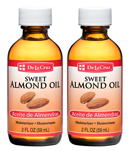 Product Cover De La Cruz Sweet Almond Oil, No Preservatives or Artificial Colors, Expeller-Pressed, Non-GMO, Made in USA 2 FL. OZ. (2 Bottles)
