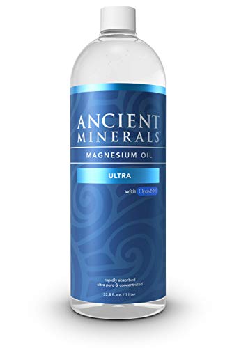 Product Cover Ancient Minerals Magnesium Oil Ultra with OptiMSM, Refill 33.8 oz. - Pure Genuine Zechstein Magnesium Chloride Supplement with MSM - Best Topical Skin Application for Dermal Absorption
