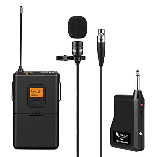 Product Cover Fifine 25-Channel UHF Wireless Lavalier Lapel Microphone System with Bodypack Transmitter, Mini XLR Female Lapel Mic and Portable Receiver, 1/4 Inch Output. Perfect for Live Performance. (K037)