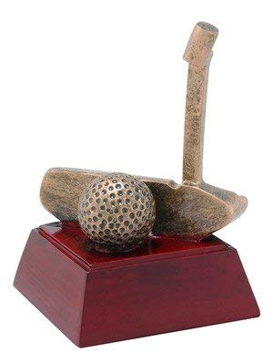 Product Cover Decade Awards Sculpted Gold Putter Trophy - Golf Award - Long Putt Competition - Golfing Tournament - Engraved Plates by Request - Perfect Golf Award Trophy 4 Inch Tall