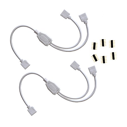 Product Cover 2pcs/pack 1 to 2 Ports Female Connection Cable 5 Pin Splitter Cable LED Strip Connector 2 Way Splitter Y Splitter for One to Two 5050 3528 RGBW LED Light Strip with 6 Male 5 Pin Plugs