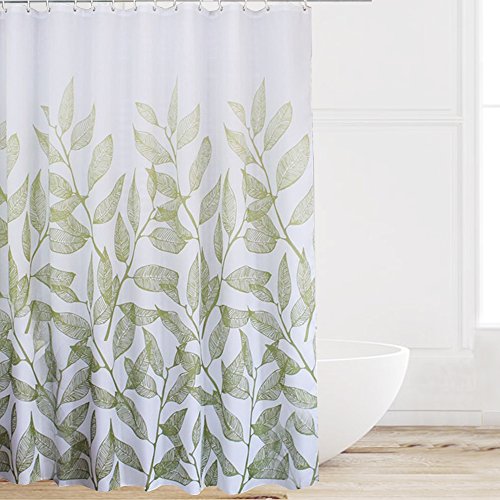 Product Cover Eforcurtain Extra Long 72 by 78 Inches Summer Plant Style Shower Curtain Heavy Duty Polyester Water Repellent, White Bath Curtains for Kids and Teens with Rust Proof Metal Grommets
