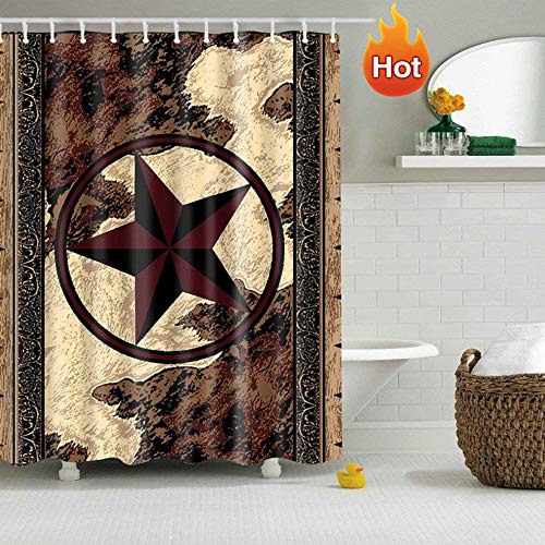 Product Cover Western Texas Star Bathroom Shower Curtain with 12 Hooks Decor Art Prints Waterproof Polyester (Western Texas Star)