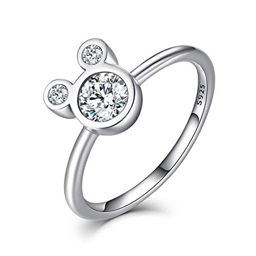 Product Cover WOSTU Sterling Silver Rings 925 Sterling Silver Dazzling Mouse Rings Cubic Zirconia Rings for Women.