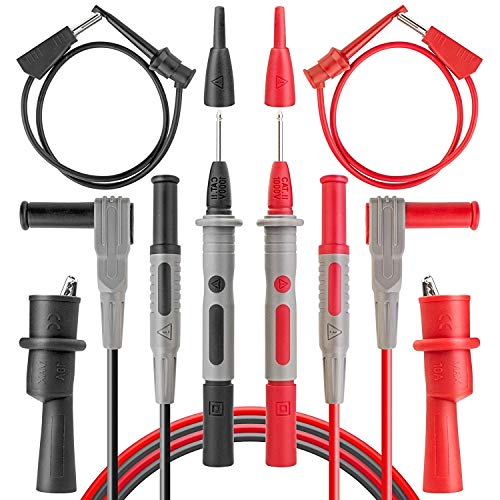 Product Cover AstroAI Multimeter Test Leads Kit Electronic with Alligator Clips and Plunger Mini Hooks 1000V 10A CAT III, Probes Upgraded To CAT IV