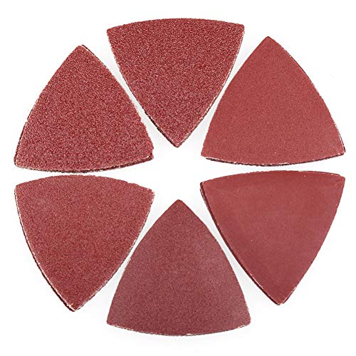 Product Cover Sanding Pads for Oscillating Multitool - 60PCS Hook and Loop Sandpaper, 40 60 80 120 180 240 Assorted Grits Triangle Sanding Sheets by LotFancy, 3-1/8 Inch (80mm)