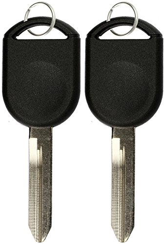Product Cover KeylessOption Replacement Uncut Ignition Chipped Car Key Transponder Blank For Ford Lincoln Mercury Mazda (Pack of 2)