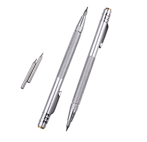 Product Cover IMT Tungsten Carbide Tip Scriber 2 Pack, Aluminium Etching Engraving Pen with Clip and Magnet for Glass/Ceramics/Metal Sheet, Extra 2 Free Replacement Marking Tip
