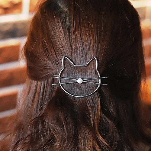 Product Cover Fdesigner All-match Silver Cat Hair Clips with Pearl for Women and Girls Apply to Party and Casual