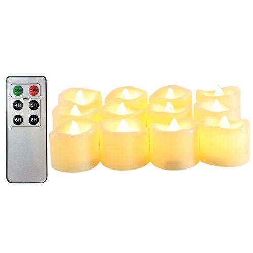 Product Cover Candle Choice Flameless Candles Battery Operated LED Tealight Candles with Remote Control & Timer (Pack of 12), Yellow Light 1.5x1.5