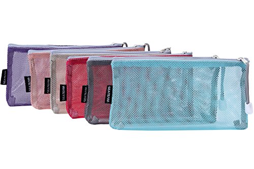 Product Cover Sea Team 6pcs Multicolored Portable Travel Toiletry Pouch Nylon Mesh Cosmetic Makeup Organizer Bag with Zipper