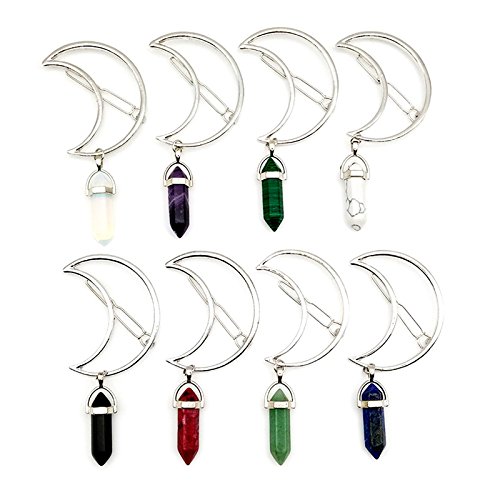 Product Cover 8 Pcs Moon Hairpin With Natural Stone Pendants Charms Hair Clip Clamps Accessories Barrettes Bobby Pin Wedding Bridesmaids Ornament Decoration Women's GIFT Headwear Headdress by HONGTIAN