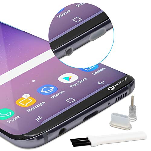 Product Cover PortPlugs USB C Dust Plugs (5 Pairs) - Compatible Samsung s10, s9, s8, Note, Pixel, One Plus, Any Type C Port - Includes Headphone Jack Plugs, SIM Tool (Clear)