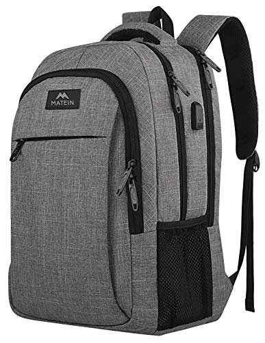 Product Cover Travel Laptop Backpack, Business Anti Theft Slim Durable Laptops Backpack with USB Charging Port, Water Resistant College School Computer Bag Gifts for Women & Men Fits 15.6 Inch Notebook, Grey