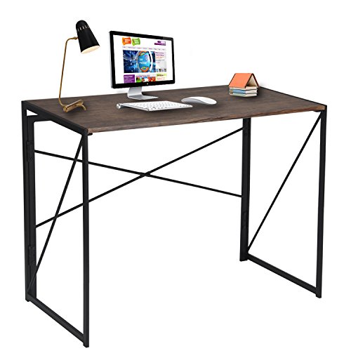 Product Cover Writing Computer Desk Modern Simple Study Desk Industrial Style Folding Laptop Table for Home Office Brown Notebook Desk