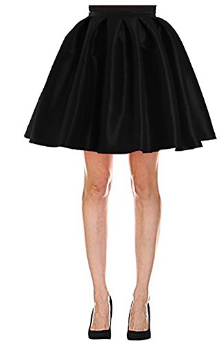 Product Cover Omelas Women Short Pleated Flare Skater Full Skirt Satin Prom Party Skirts Dress