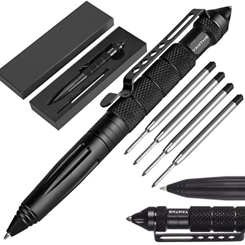 Product Cover YAMTHR Tactical Pen Self Defense Pen with Emergency Glass Breaker Survival Tool Black Ballpoint Pen