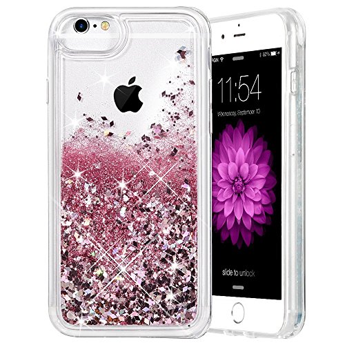 Product Cover Caka iPhone 6S Plus Case, Flowing Liquid Floating Luxury Bling Glitter Sparkle Soft TPU Case for iPhone 6 Plus 6S Plus 7 Plus 8 Plus (5.5 inch) (Rose Gold)