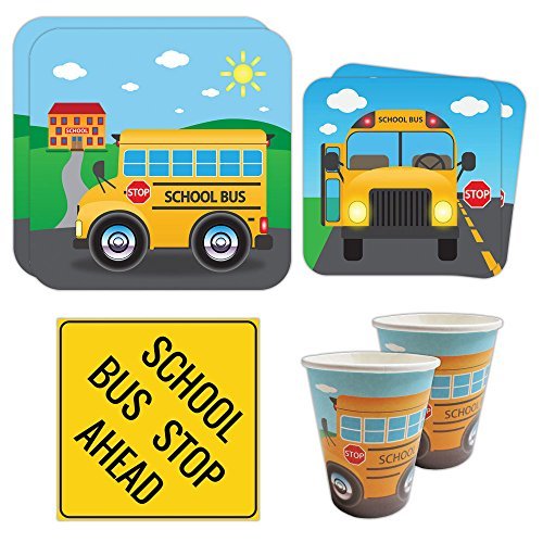 Product Cover School Bus Standard Party Packs (65+ Pieces for 16 Guests!), School Bus Party Supplies, Kindergarten, Birthdays