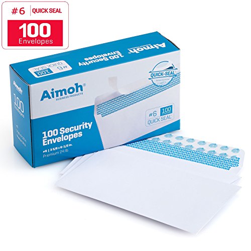 Product Cover #6 3/4 Security Tinted Self-Seal Envelopes - No Window, Size 3-5/8 X 6-1/2 Inches - White - 24 LB - 100 Count (34600)