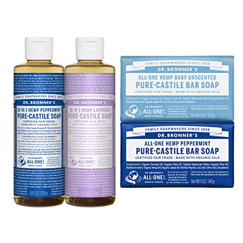 Product Cover Dr. Bronner's - Peppermint & Lavender Gift Set - (2) 8 Ounce Pure-Castile Liquid Soaps and (2) 5 Ounce Castile Bar Soaps