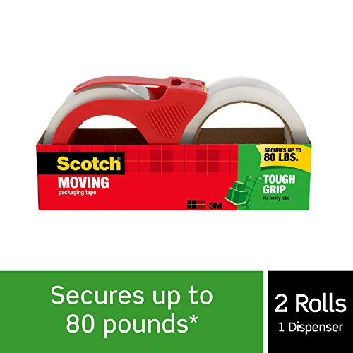 Product Cover Scotch Tough Grip Moving Packaging Tape, 1.88 in. x 54.6 yd., 1 Dispenser and 1 Refill Roll/Pack