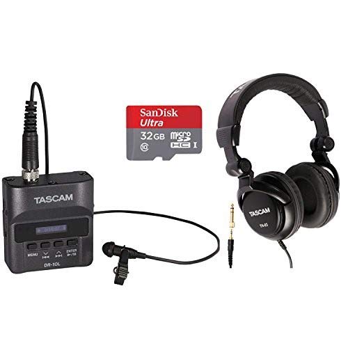 Product Cover Tascam DR-10L Digital Recorder with Tascam TH-03 Headphones and 32GB SD Card, Black