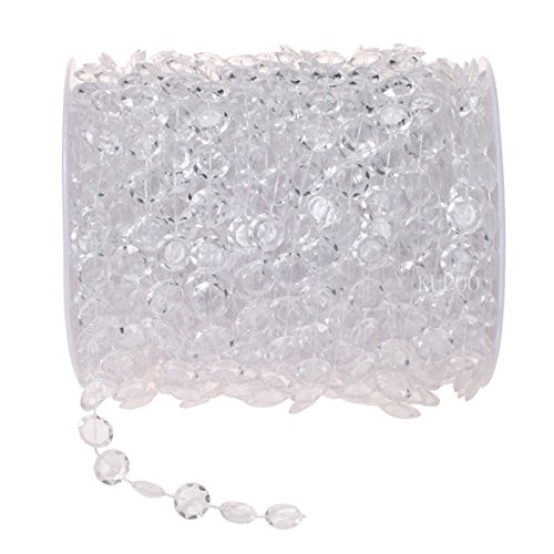 Product Cover KUPOO 99 ft Clear Crystal Like Beads by The roll - Wedding Decorations (White)